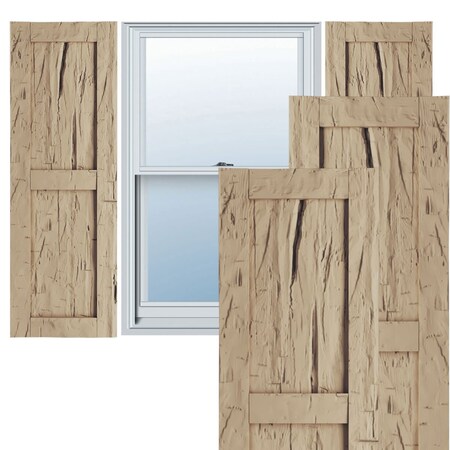 Ekena Millwork SHUFP Faux Wood Shutters (Per Pair) Rustic Two Equal Flat Panel, 18"W x 70"H, Hand Hewn